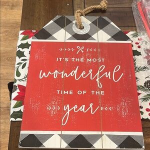 Festive Red Holiday Wall Sign